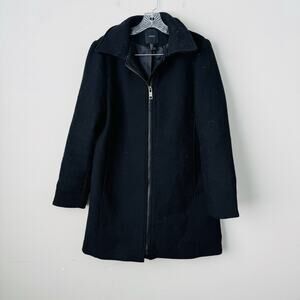 Forever 21 Black Wool Blend Zip Up Trench Coat Women’s Size L